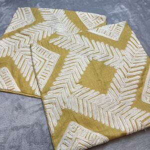 Grandin Road Pillow Covers (2) Square 18"x18" Yellow Ivory Linen Cotton Textured